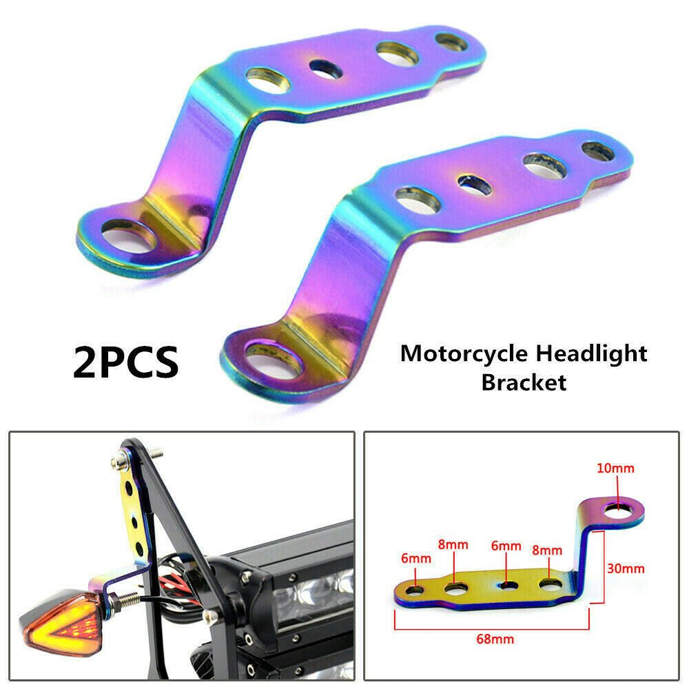 Motorcycle headlight blue-tinted rearview mirror spotlight stainless steel bracket - n