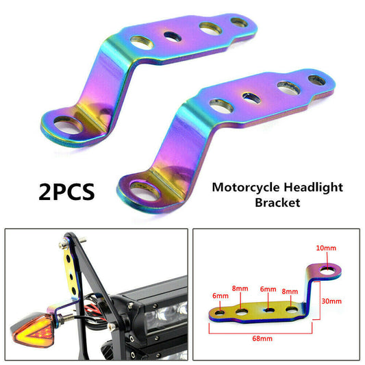 Motorcycle headlight blue-tinted rearview mirror spotlight stainless steel bracket - n