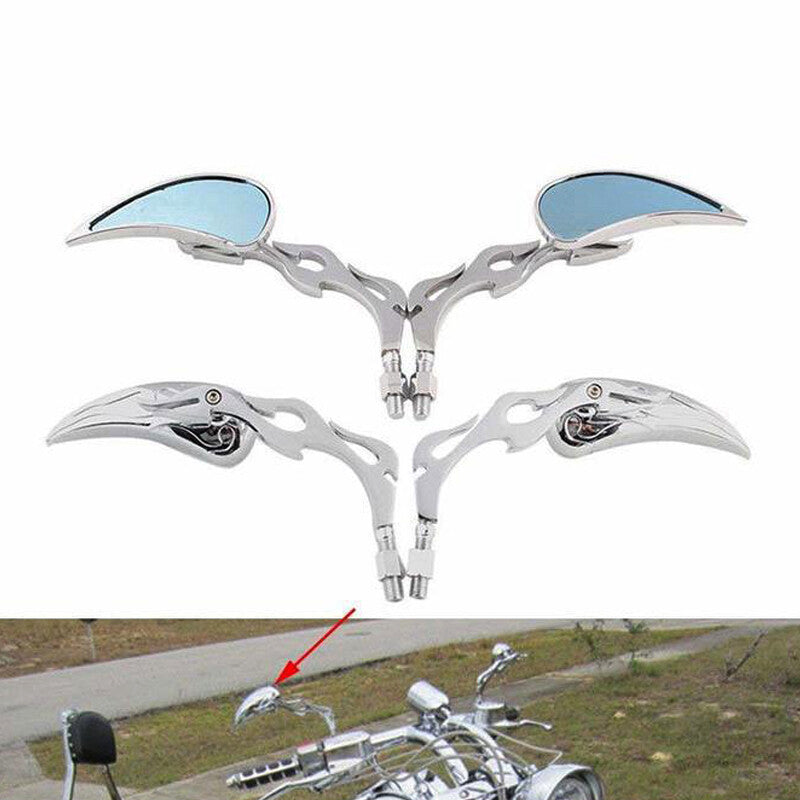 Motorcycle Rearview Side Mirrors Left & Right for Kawasaki Vulcan 800 900 Chrome Q