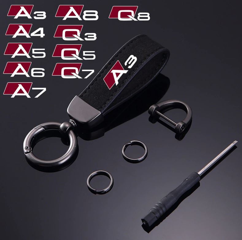 Black suede horsehair keychain/key ring for Audi A3
