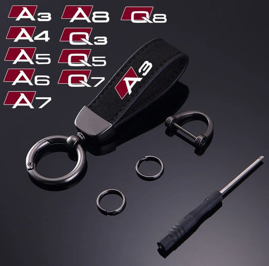 Black suede horsehair keychain/key ring for Audi A3