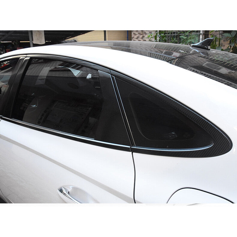 for Hyundai Sonata 20-23 Carbon Fiber steel Door Window Pillar Posts Cover Trims