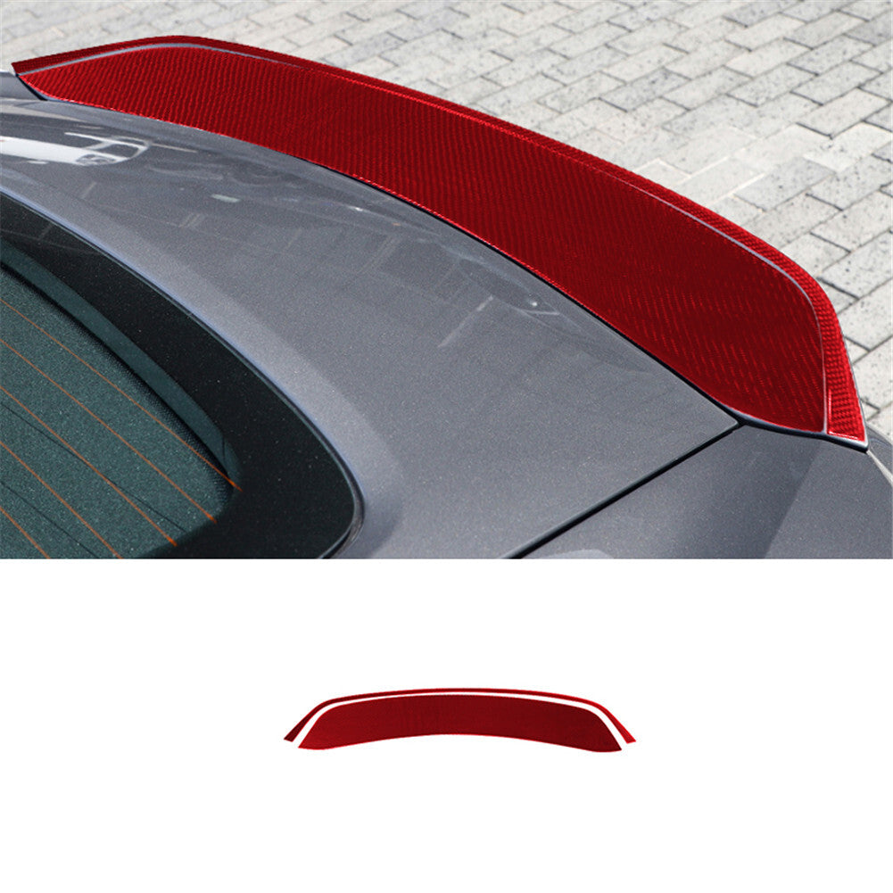 2X Red Carbon Fiber Rear Trunk Spoiler Wing Cover Trim for Porsche 718 2016-2022