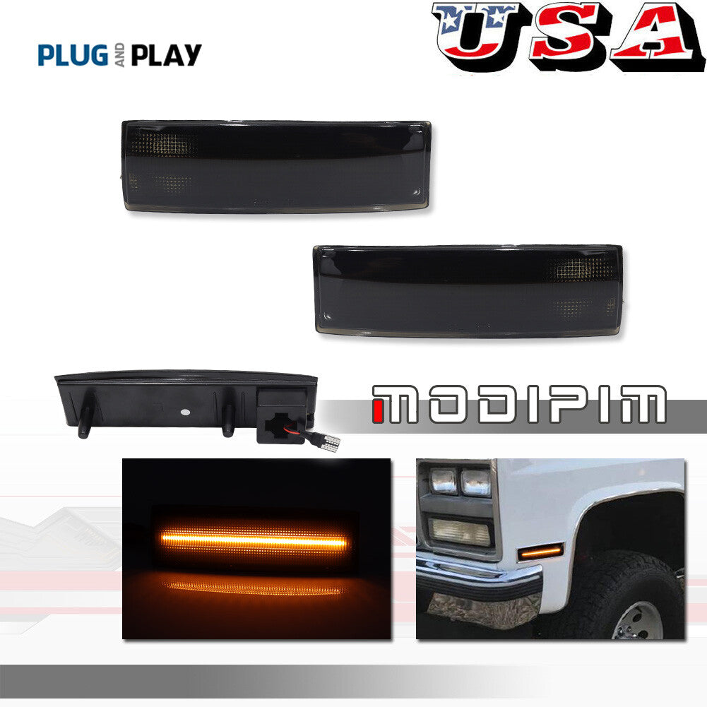 Smoke amber side marker corner lights on both sides, suitable for GMC for Oldsmobile - v