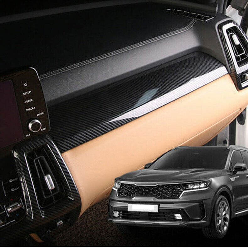 for Kia Sorento 2021-23 Carbon Fiber ABS Console Dashboard Stripe Cover Trim 2x
