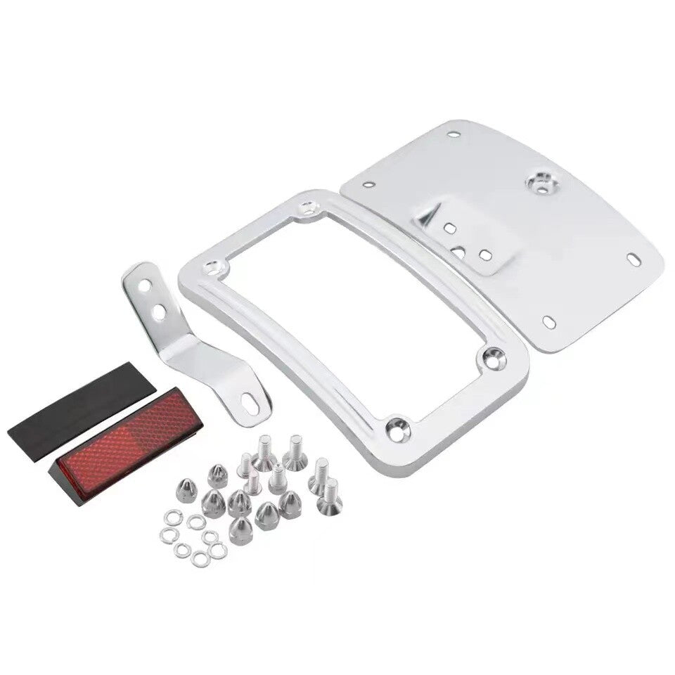 Chrome Curved License Plate Mount Frame for Harley Touring Street Road Glide CVO