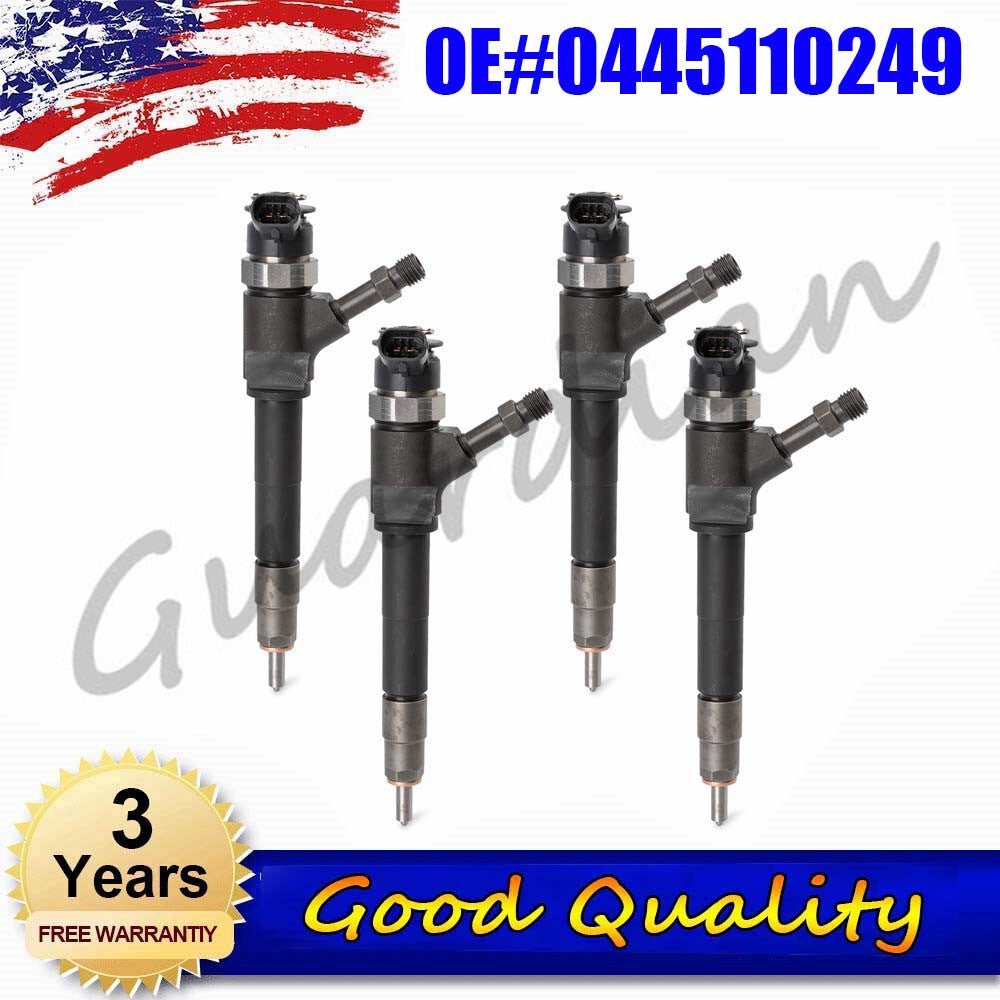 4 diesel fuel injectors, 0445110249, for Ford Ranger PK PJ 3.0L, 2006-2011, 2007 08