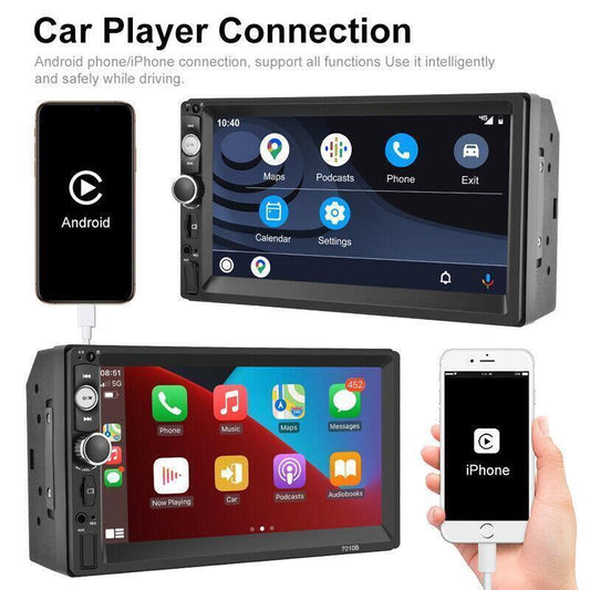 Car Touch Screen Carplay 7Double 2DIN BT Stereo FM Radio USB AUX MP5 Player Set