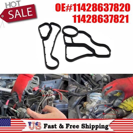 Pair for BMW Oil Filter Housing Gasket&Cooler Seal 11428637820 / 11428637821 US Q