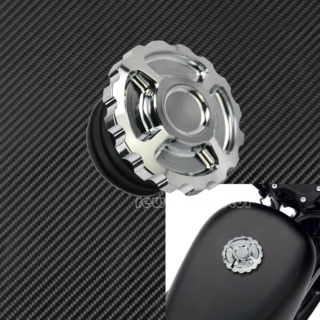 Vented Gas Cap Fuel Tank Right-hand Thread Chrome Aluminum Fit for Harley Dyna