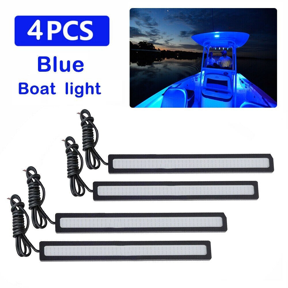 4X Round Marine Boat LED Courtesy Lights Cabin Deck Stern Navigatioin Ligh Blue v