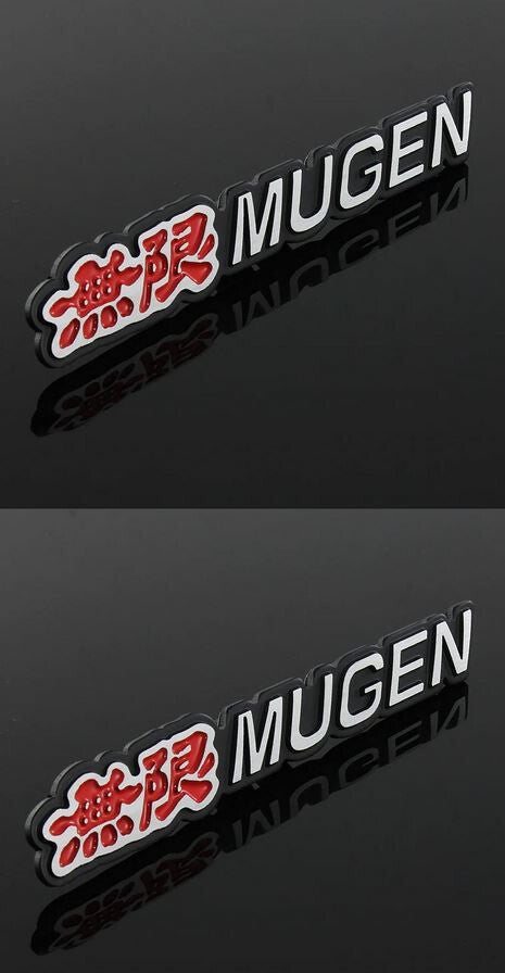 2 Mugen car rear sticker boots, trunk side badges for Honda for Acura,black and red