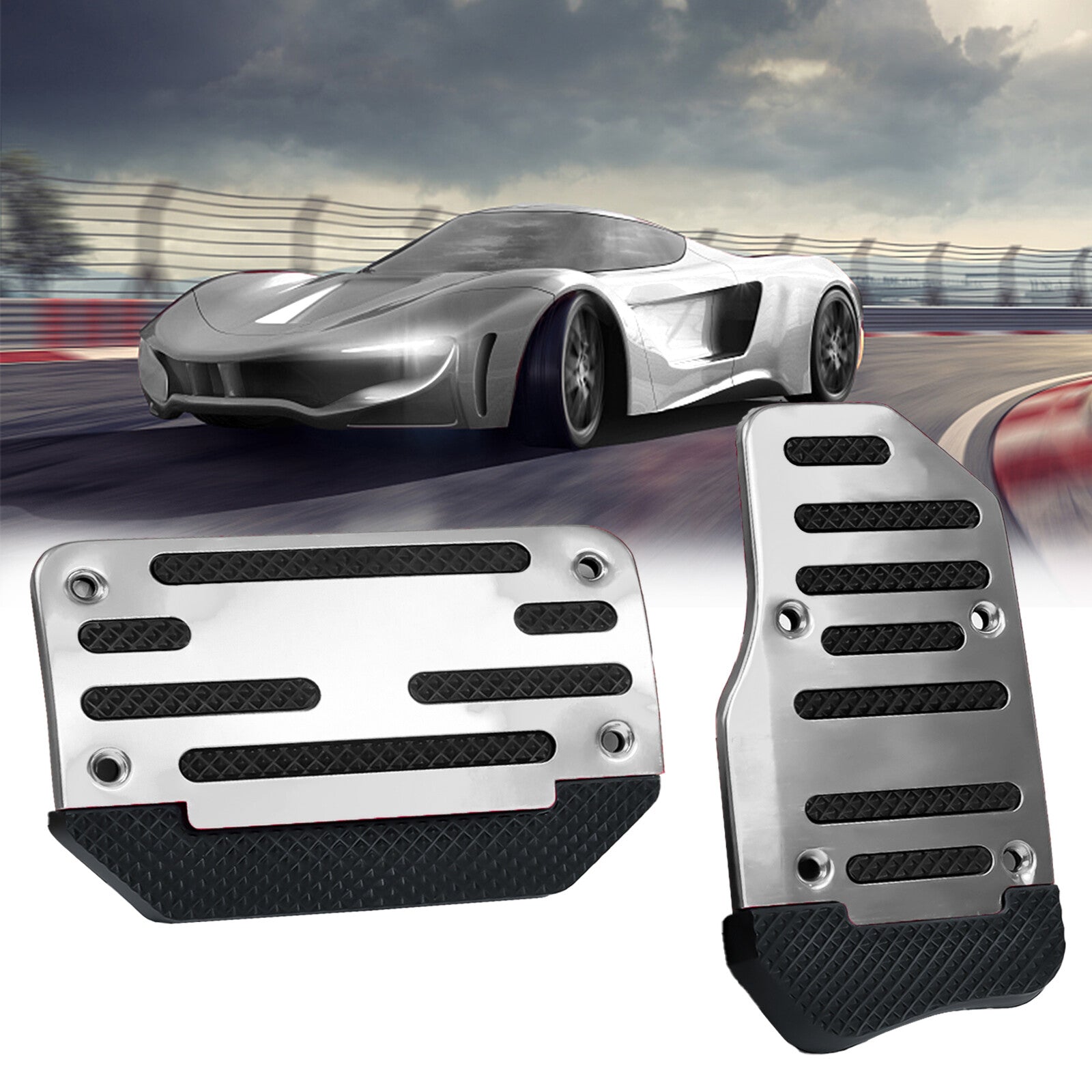 Aluminum Foot Pedal Car Automatic Brake Cover Gas Non Slip Pad Durable Q