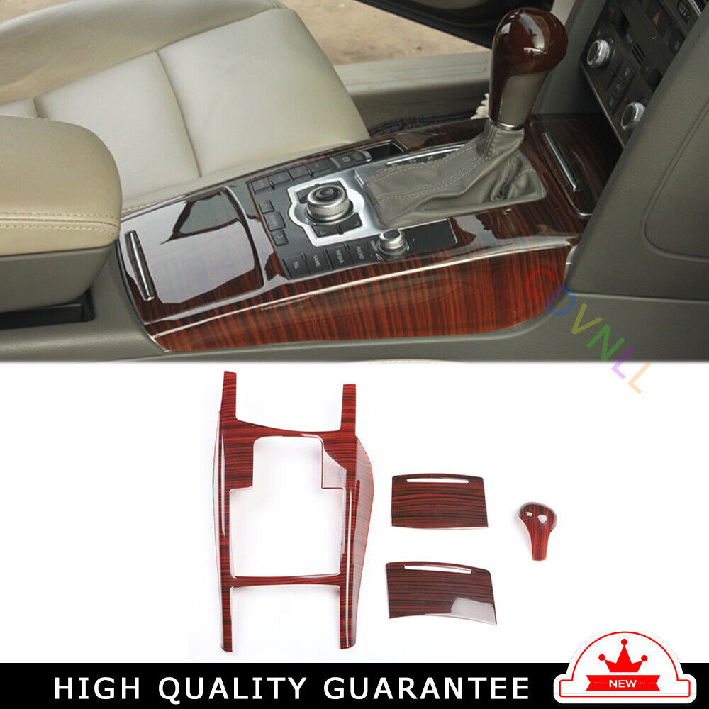 Car Inner Console Gear Shift Frame Cover Trim Fit for Audi A6L 05-2011 Red Wood