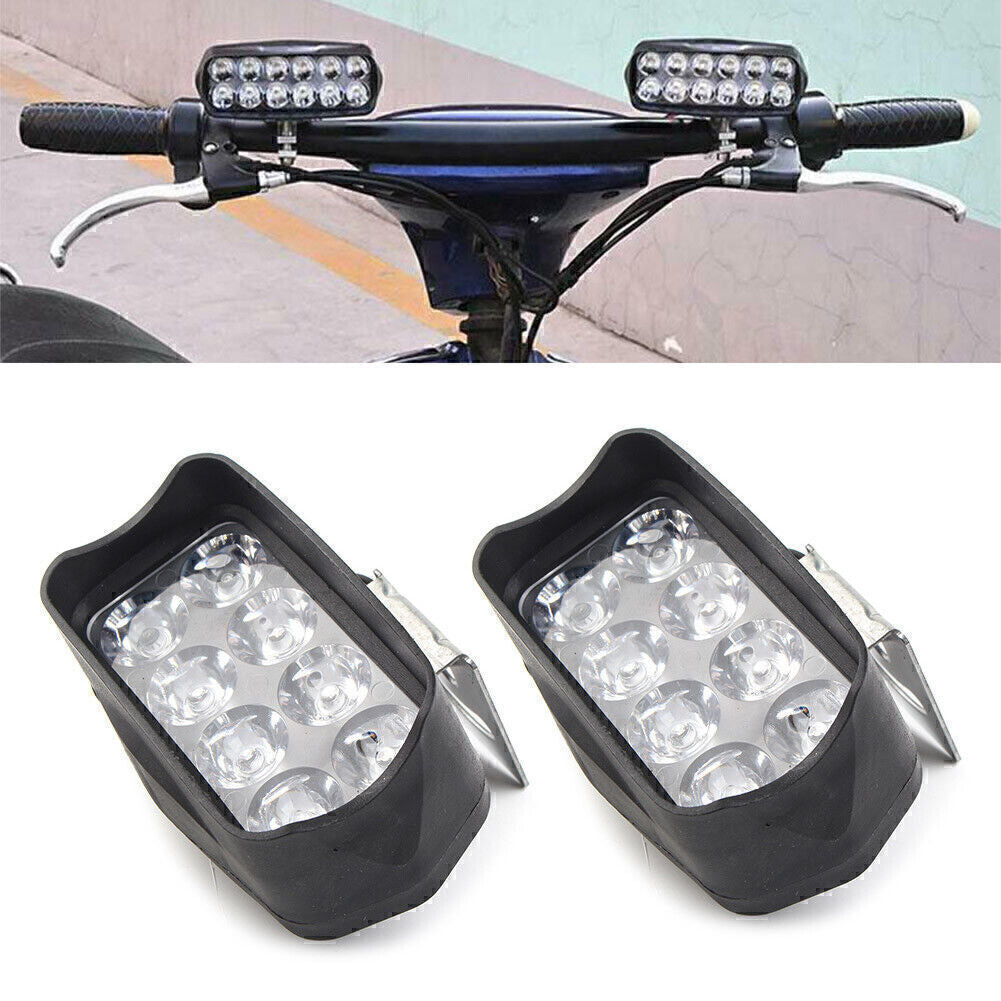 2X Motorcycle External Headlight Spot Fog Light 8-LED Headlamp Fit Car UTVs ATVs Q
