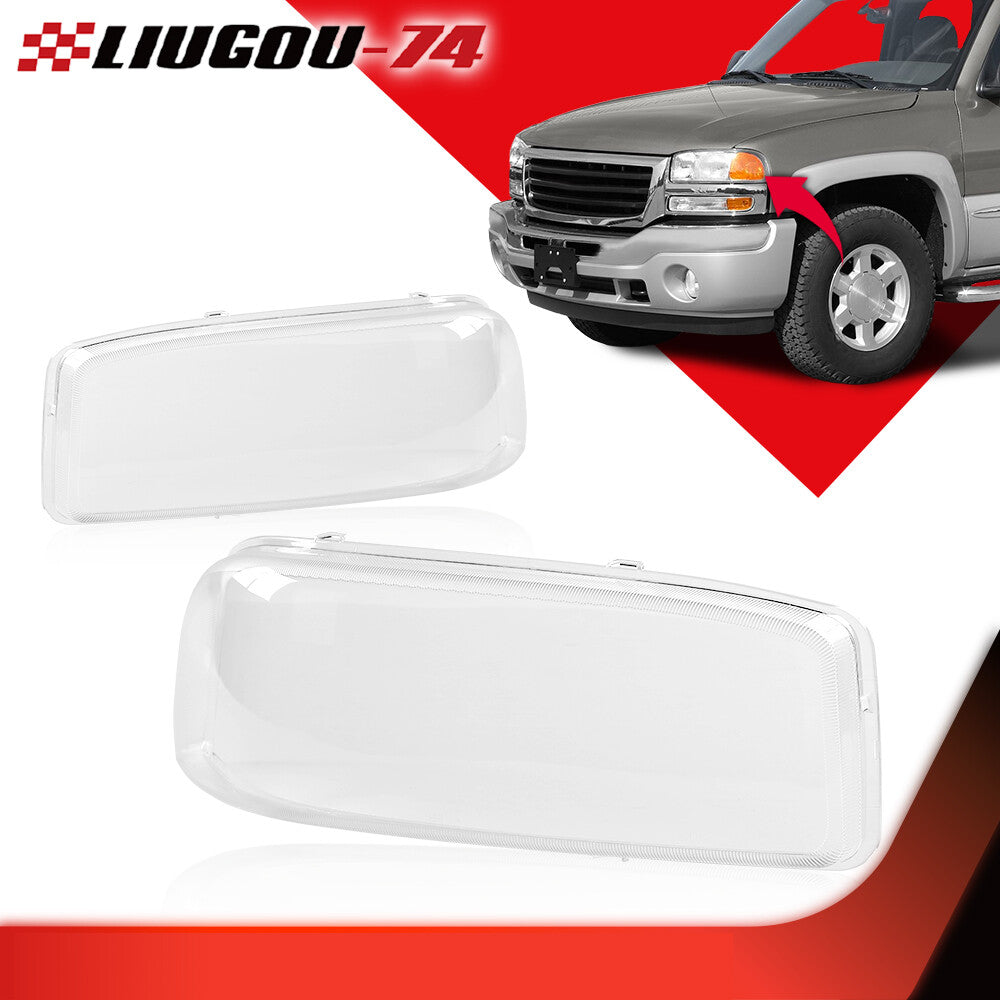 Fits 1999 - 2007 for Gmc for Sierra for Yukon Headlight Lens Anti-collision Light Clear Protective Cover Brand New - v