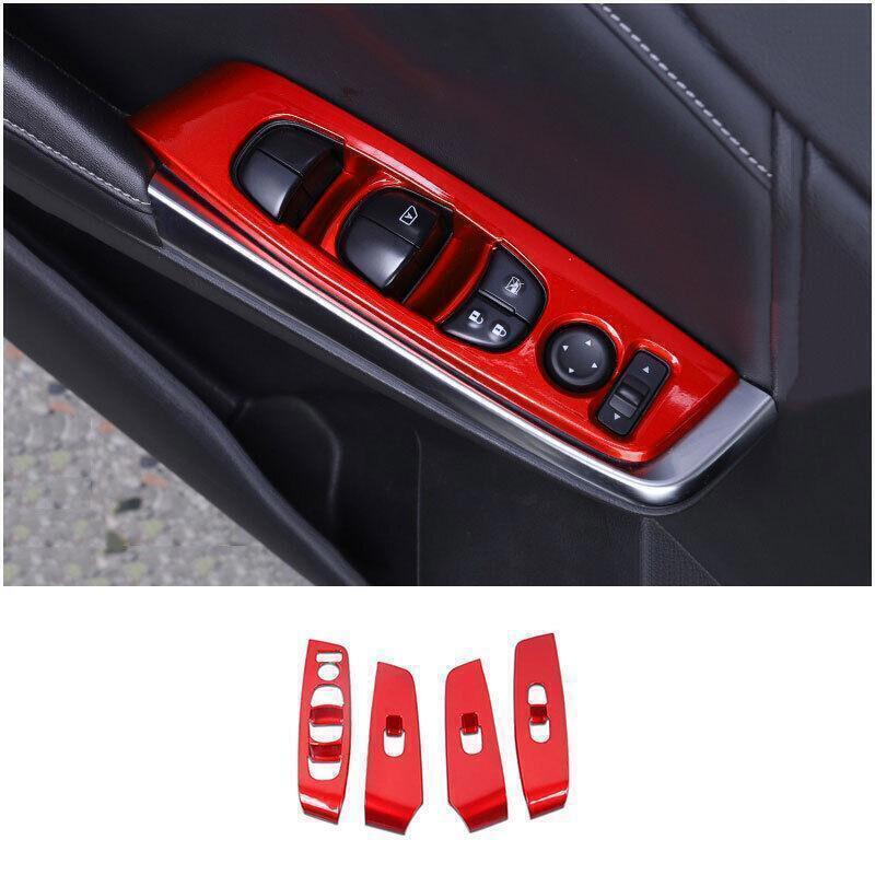 Red Window Lift Panel Switch Moulding Cover Trim 4P for Nissan Sentra 2020-2023