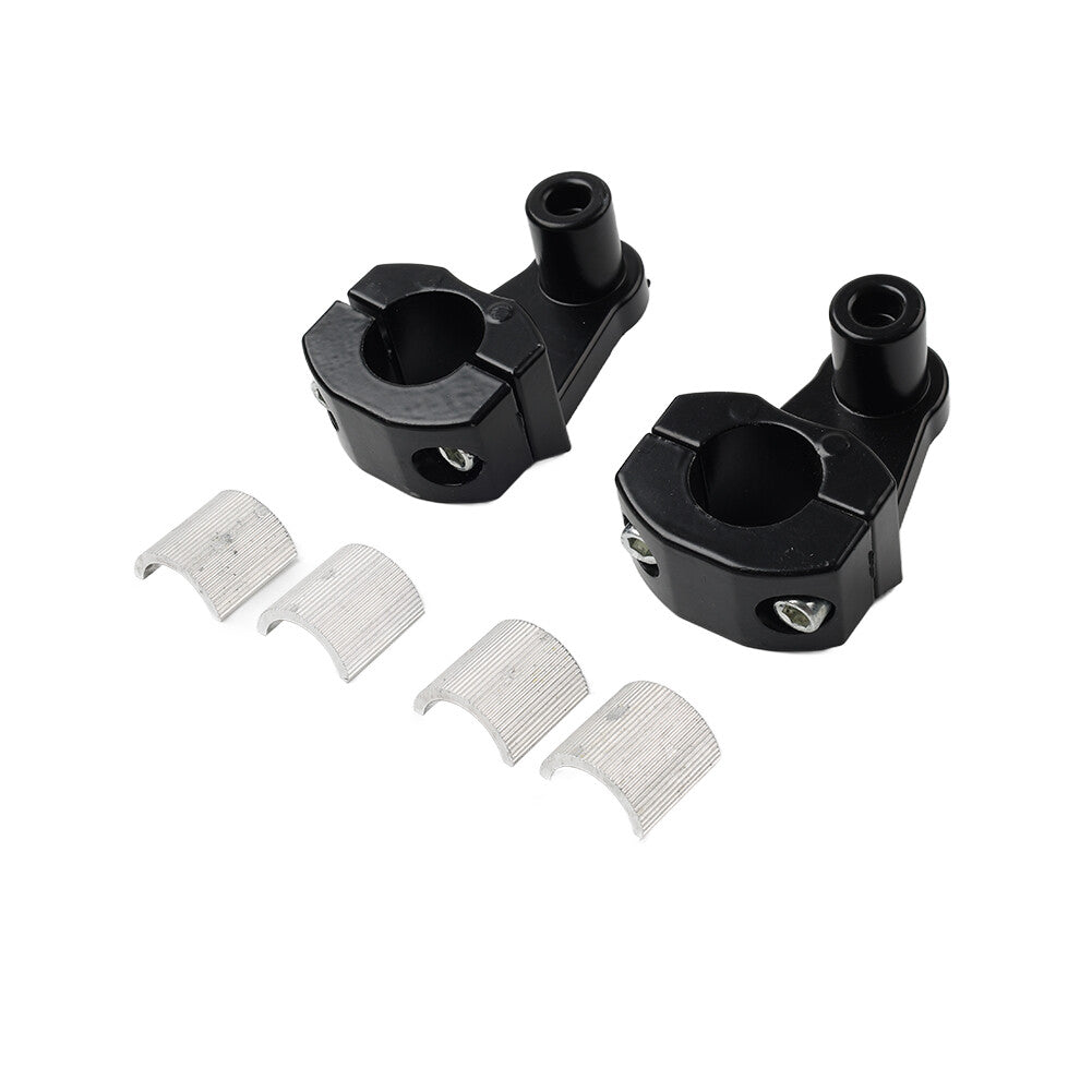Black Motorcycle HandleBar 7/8 22mm to 11/8 28mm Fat Bar Mount Clamps Riser
