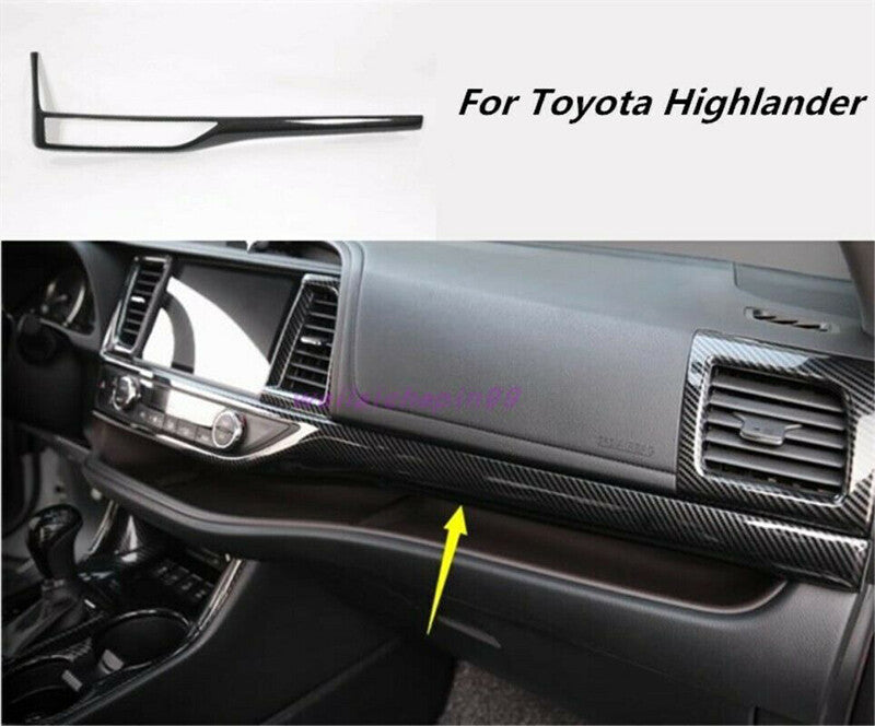 Carbon Fiber Dashboard Center Console Stripe Cover for Toyota Highlander 2014-19