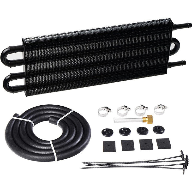 4 Row/Pass Tube Fin Transmission Oil Cooler Kit Universal for 5/16 Cooler line