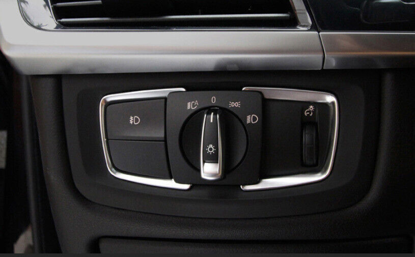 for BMW X5 X6 F15 F16 2014-2018 ABS Headlight Switch Control Frame Trim Silver