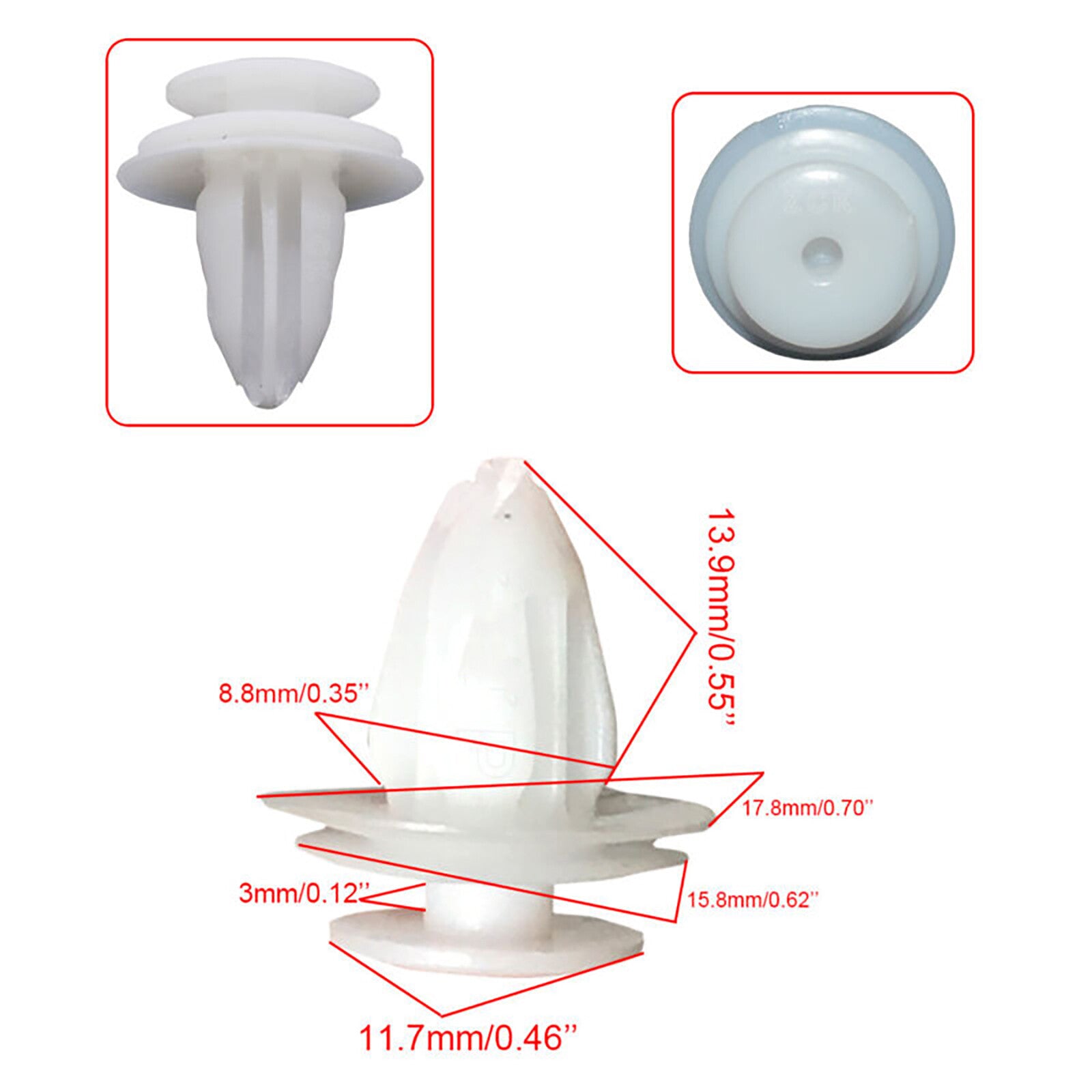 100PCS Car Door Trim Fastener Retainer Panel White Clips for 90467-10161 for Toyota