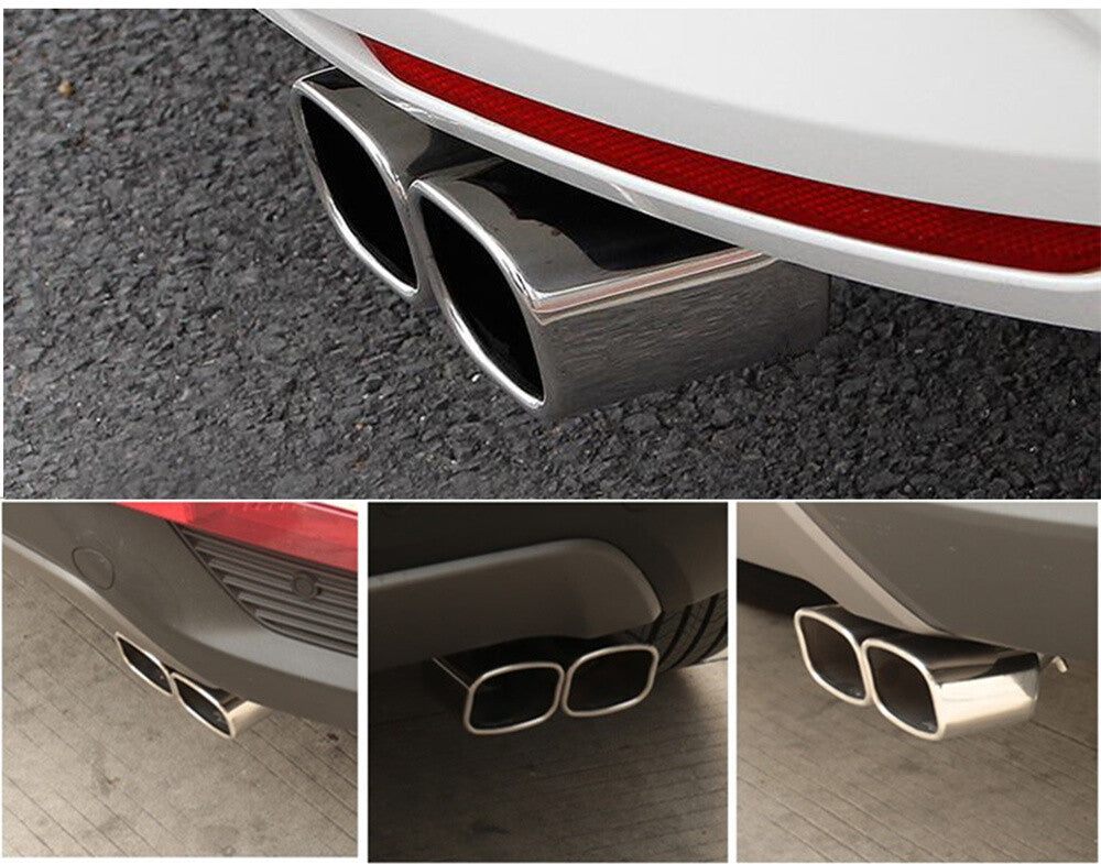 1PC Car Exhaust Muffler Tip Dual Square Tail Pipe Stainless Chrome 2.5 Inlet US Q