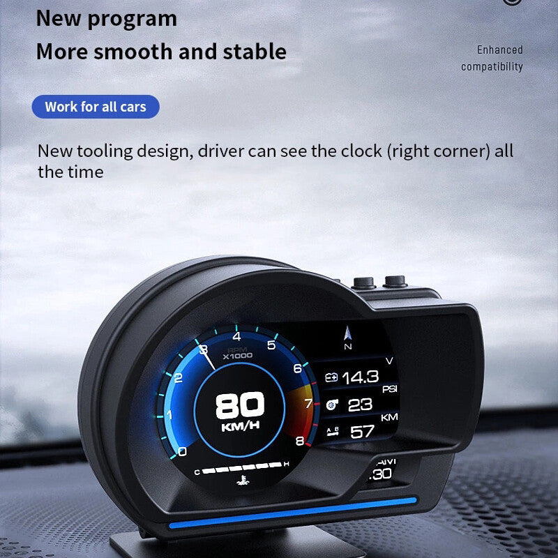 1PC Car OBD2+GPS HUD Gauge Head-Up Digital Display Speedometer Turbo RPM Alarm v