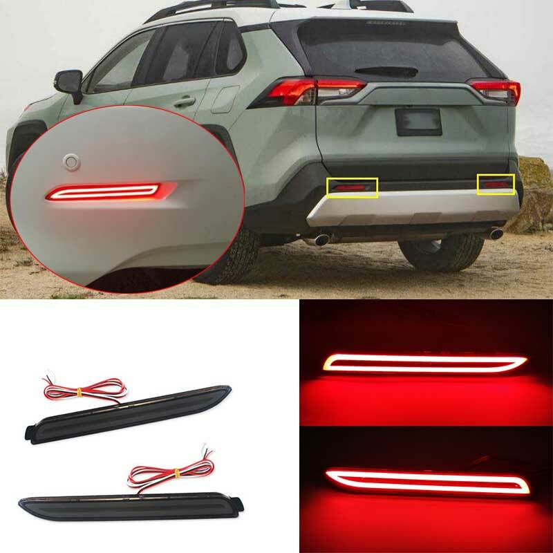 for Toyota RAV4 2019-2022 LED Rear Bumper Fog Light Brake Light Reflector Smoked