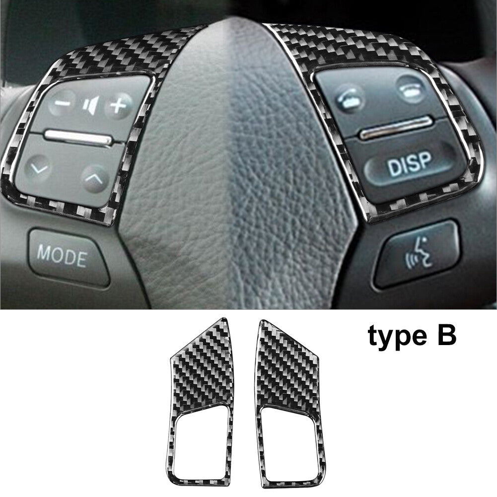 2Pcs Carbon Fiber Steering Wheel Button Cover Trim for Lexus GS300/350/430/450h