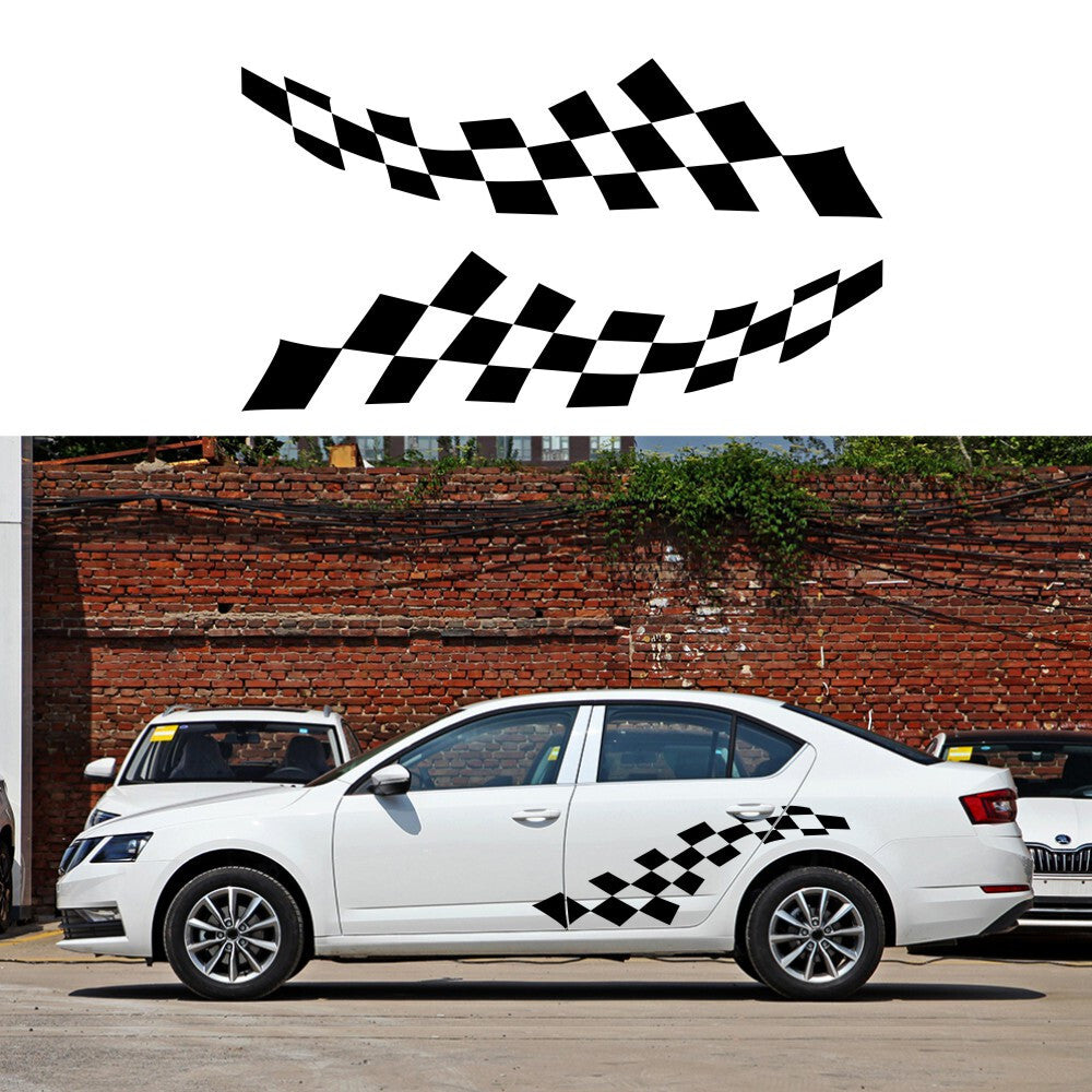 Checkered Flag Decals Auto Graphic Vinyl Racing Car Truck Body Stripe Sticker