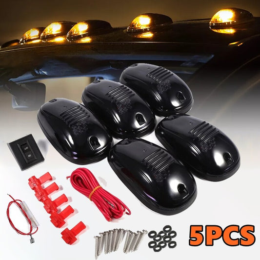 5 Piece LED Cab Roof Marker Running Light Kit Amber Smoked for Truck SUV Pickup- v