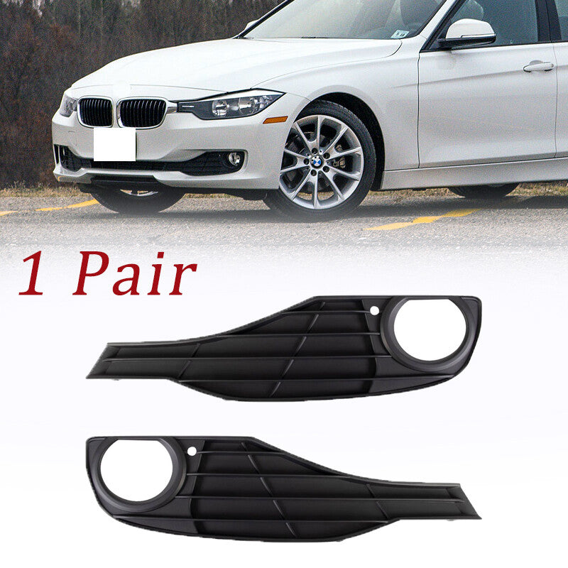 Pair for BMW 320i 328d 2012-15 Front Textured Black Fog Light Bezel