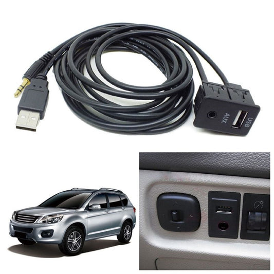 Car Dashboard Panel Extension Flush Mount Line USB Charger 3.5mm AUX Adapter