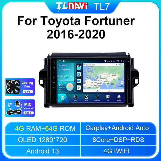 for Toyota Fortuner 2 2016-2020 CarPlay Car Radio GPS Multimedia Player Screen