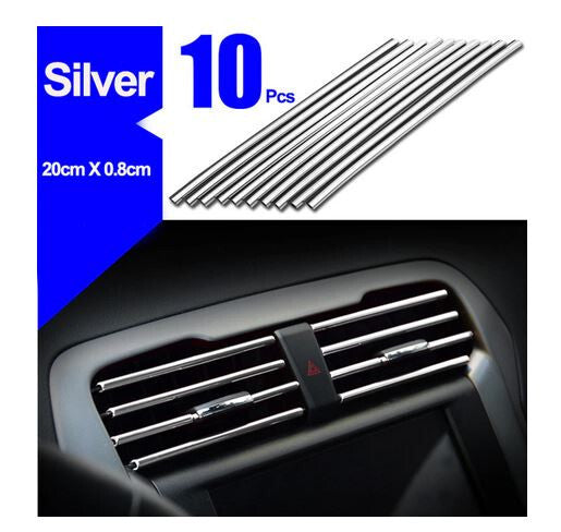 10-piece automotive air conditioning socket decorative molding trim strips in silver for Jaguar