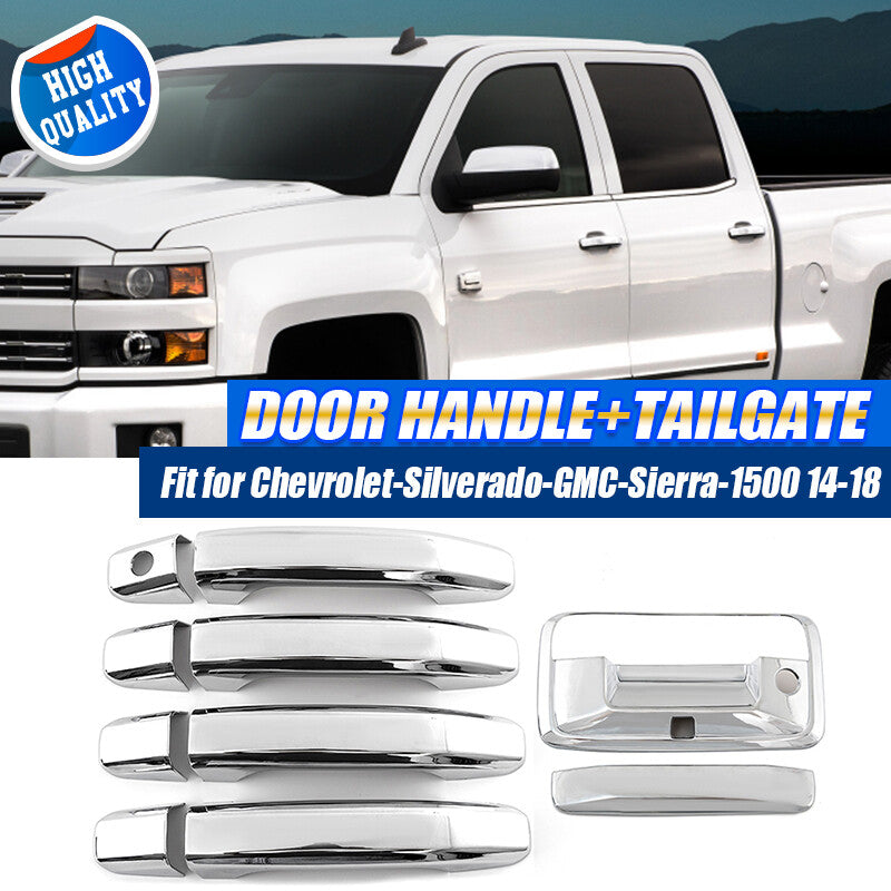Tailgate handle cover trim with perforations for 2014-19 for GMC for Sierra Trunk for Chevrolet Silverado Q