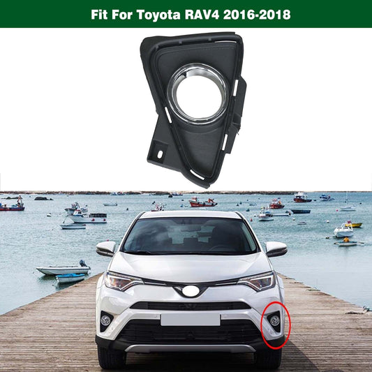 Left Fog Light Lamp Trim Cover Bezel w/ Chrome Trim for TOYOTA RAV4 2016-2018