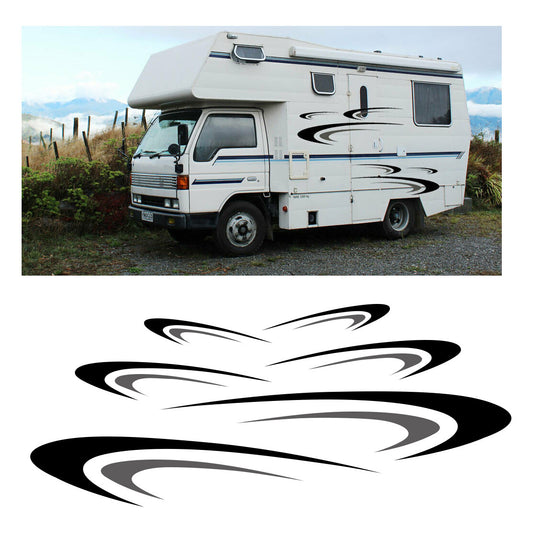 Exterior Side Body Graphic Stripe Decals Vinyl Sticker RV Trailer Camper v