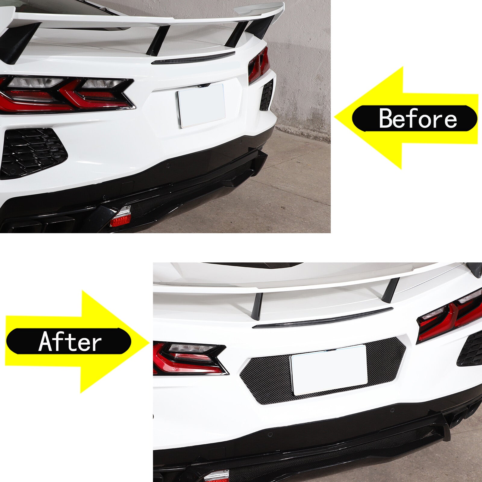 Carbon fiber rear license plate holder sticker for Corvette C8 2020-23 n