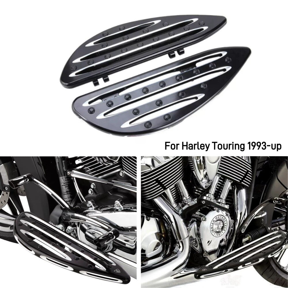 Black CNC Stretched Driver Front Floorboard for Harley Touring Dyna FLTR Softail