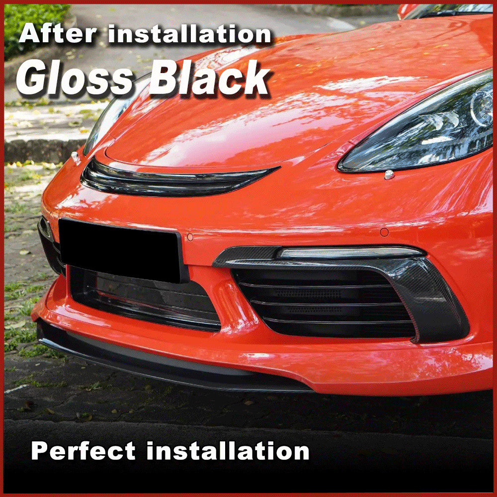 for Porsche 718 Cayman 2016-19 Gloss Black Fog Lamp Fins Splitter Cover