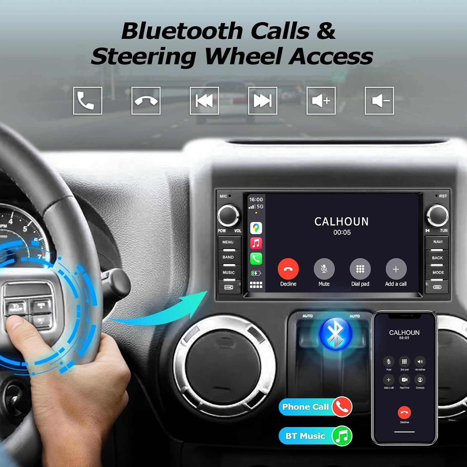 for Jeep for Wrangler JK 2007-2018 GPS BT Radio Android CarPlay Car Stereo w/ Camera