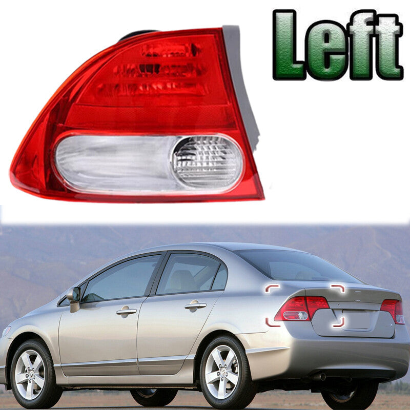 Left for Honda for Civic 2009-2011 Rear Taillight Brake Light Without Light Bulb v