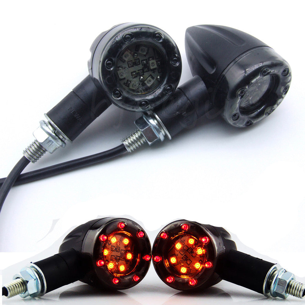 Retro Motorcycle Amber LED Brake Lights, Turn Signal Lights, and Flashing Indicator Lights