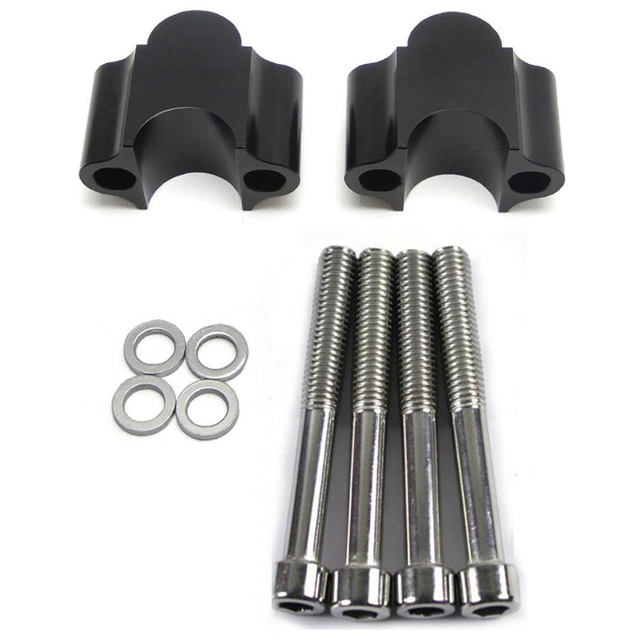 2x Black Aluminum Motorcycle 22mm 7/8 Handlebar Rise Kit Bar Mount Riser Clamps Q