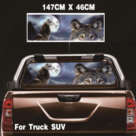 Car Rear Window Wolf  Moon Graphics Decal Sticker for Truck Pickup for SUV 147x46CM Q