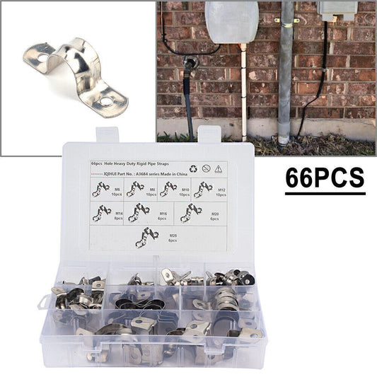 For Pipes 66x U Bracket Tube Strap Tension Clips Heavy Duty Rigid Strap Clamp