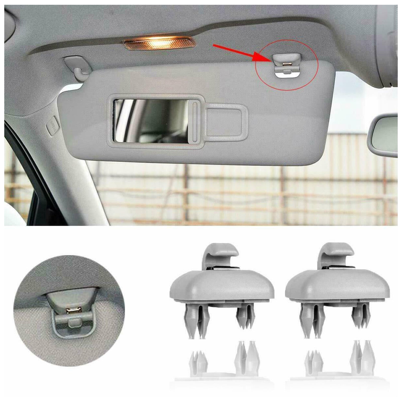 2x Sun Visor Gray Clip Holder Hook fits for Audi A3 S3 A4 S4 A5 S5 Q3 Q5 8U0857562A
