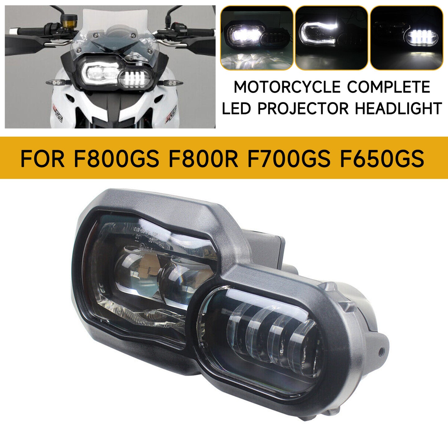 Complete LED Projector Headlight for F800GS, F800R, F700GS, F650GS, and Adv Motorcycles